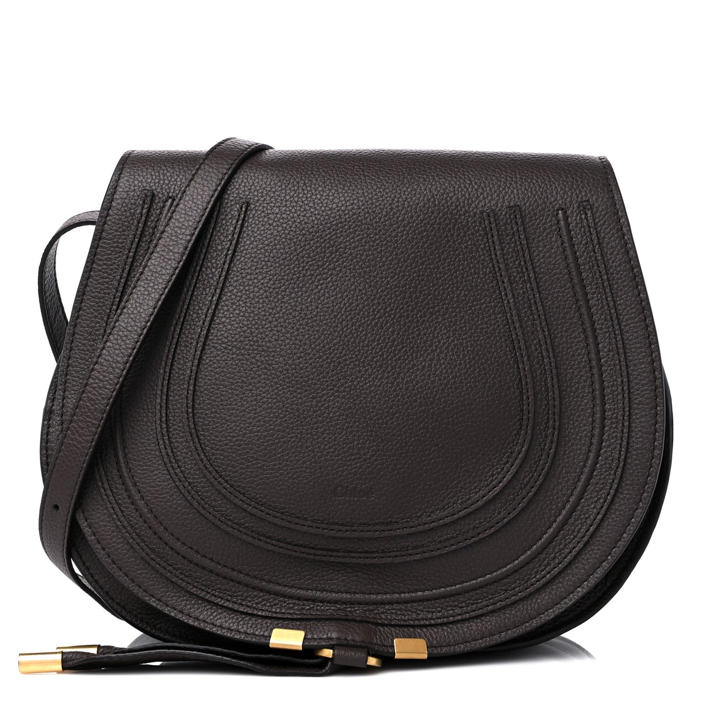 Grained Calfskin Medium Marcie Saddle Bag Bold Brown