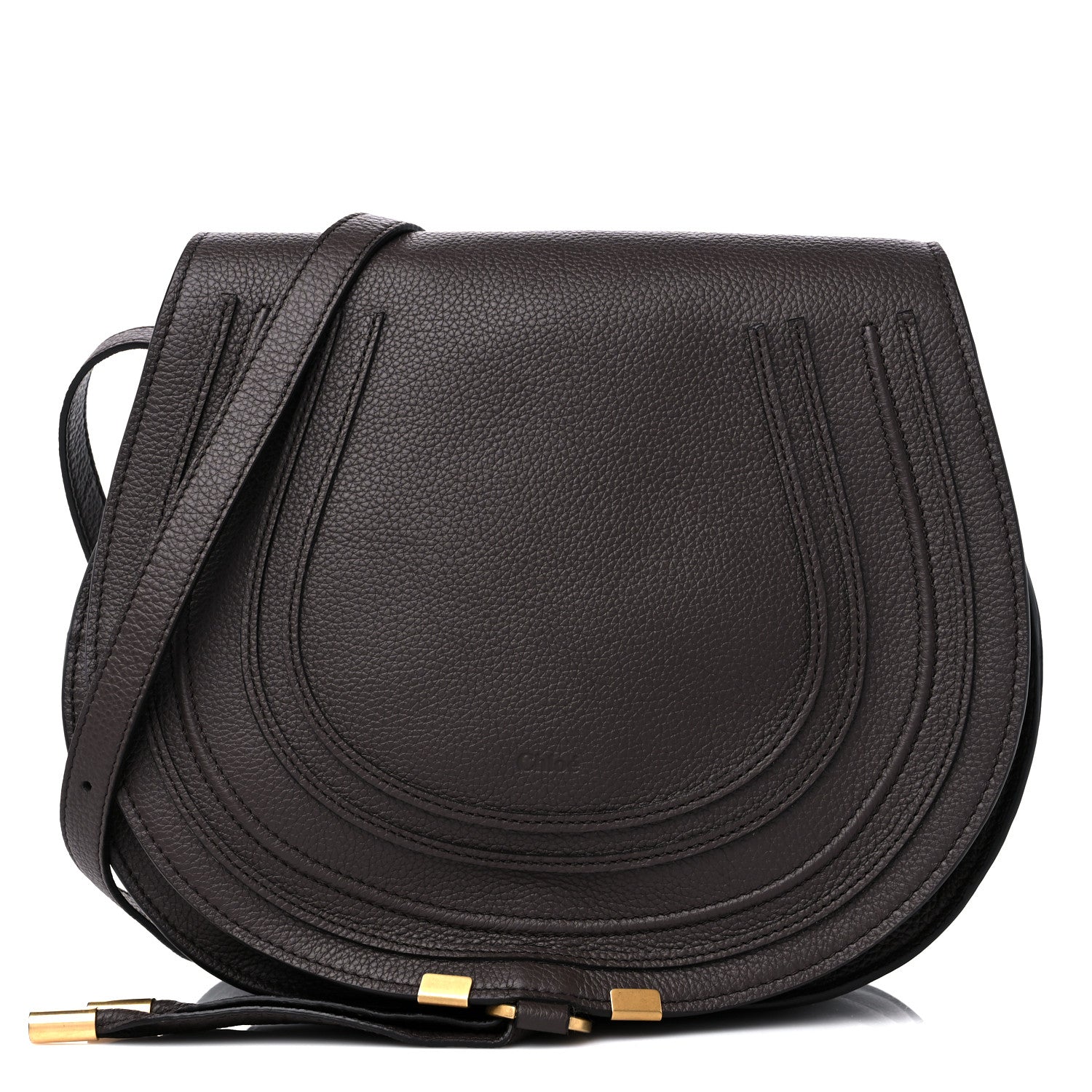 Chloe Grained Calfskin Medium Marcie Saddle Bag Bold Brown 1 of 9