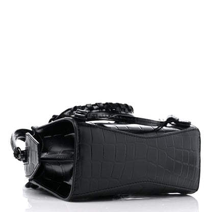 Balenciaga Semi Shiny Calfskin Crocodile Embossed Neo Classic Black Hardware Nano City Crossbody Black 4 of 7