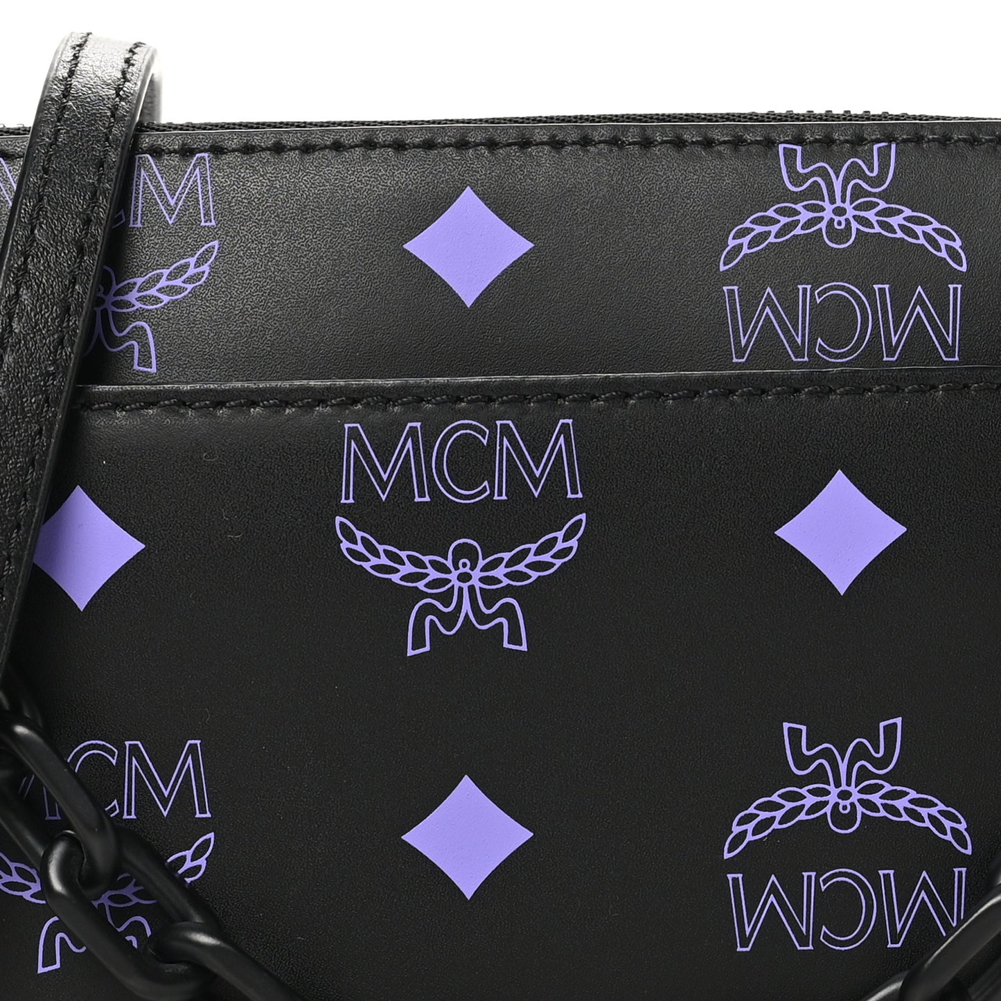 Calfskin Visetos Color Splash Logo Pouch On Chain Mini Dahlia Purple