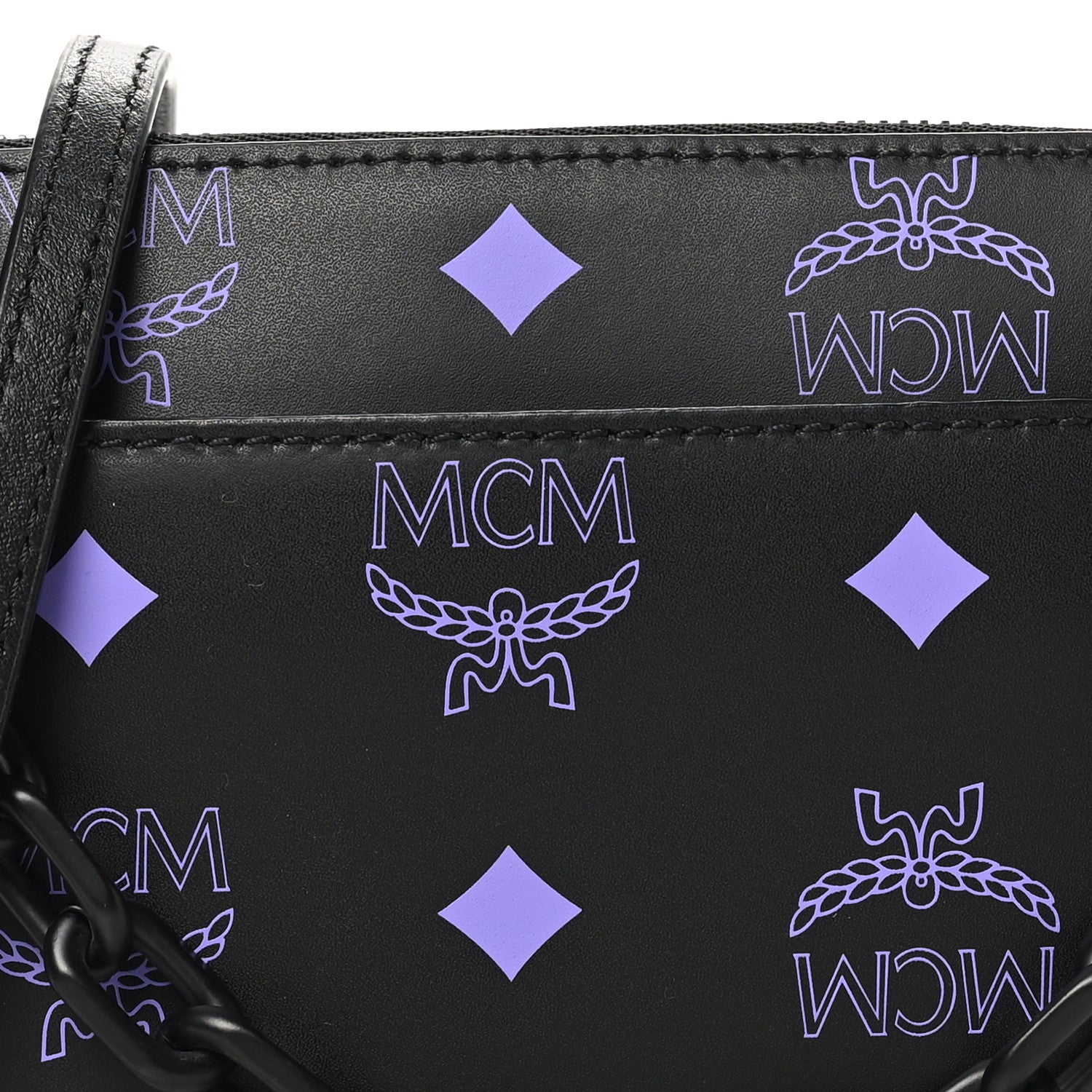 MCM Calfskin Visetos Color Splash Logo Pouch On Chain Mini Dahlia Purple 7 of 9
