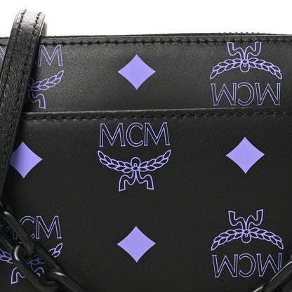 MCM Calfskin Visetos Color Splash Logo Pouch On Chain Mini Dahlia Purple 7 of 9