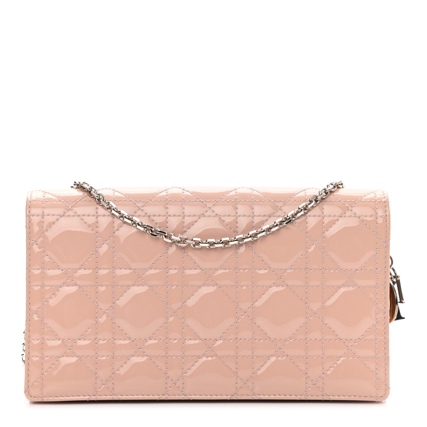 Christian Dior Patent Cannage Lady Dior Convertible Clutch Rose Des Vents 3 of 12