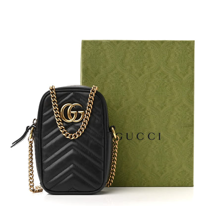 Gucci Calfskin Matelasse Mini GG Marmont Crossbody Bag Black 11 of 11