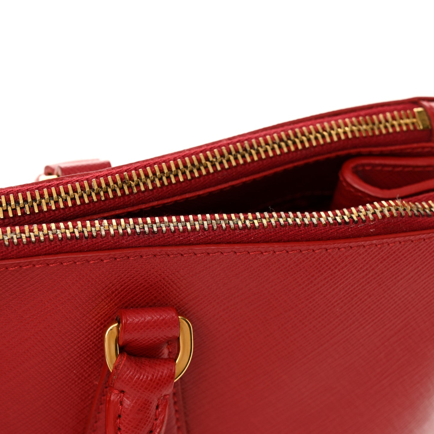 Saffiano Lux Large Galleria Double Zip Tote Fuoco