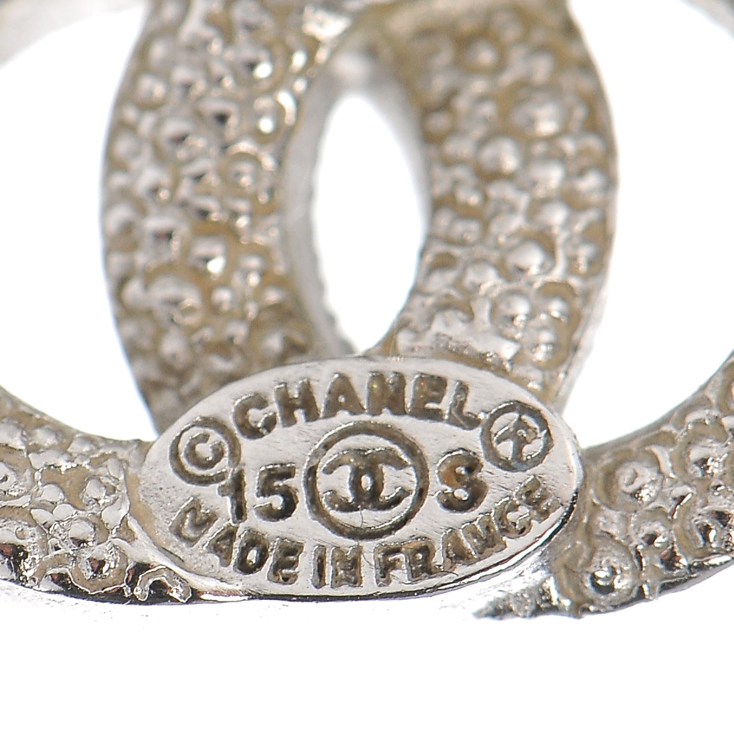 Chanel Crystal Timeless CC Earrings Silver 4 of 7