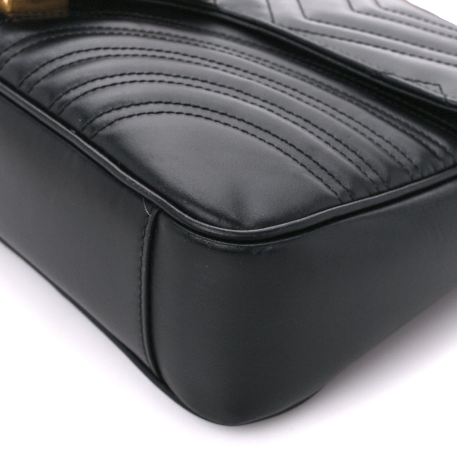 Gucci Calfskin Matelasse Medium GG Marmont Shoulder Bag Black 11 of 11