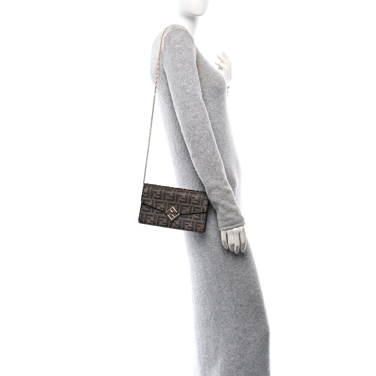 Vitello Ceylon Bi-Color FF 1974 Embossed FF Diamonds Chain Wallet Maya Black