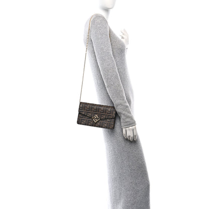 Fendi Vitello Ceylon Bi-Color FF 1974 Embossed FF Diamonds Chain Wallet Maya Black 2 of 10