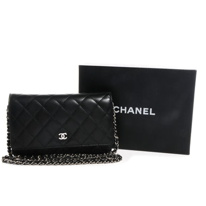 Chanel Lambskin Quilted Wallet On Chain WOC Black 5 of 10