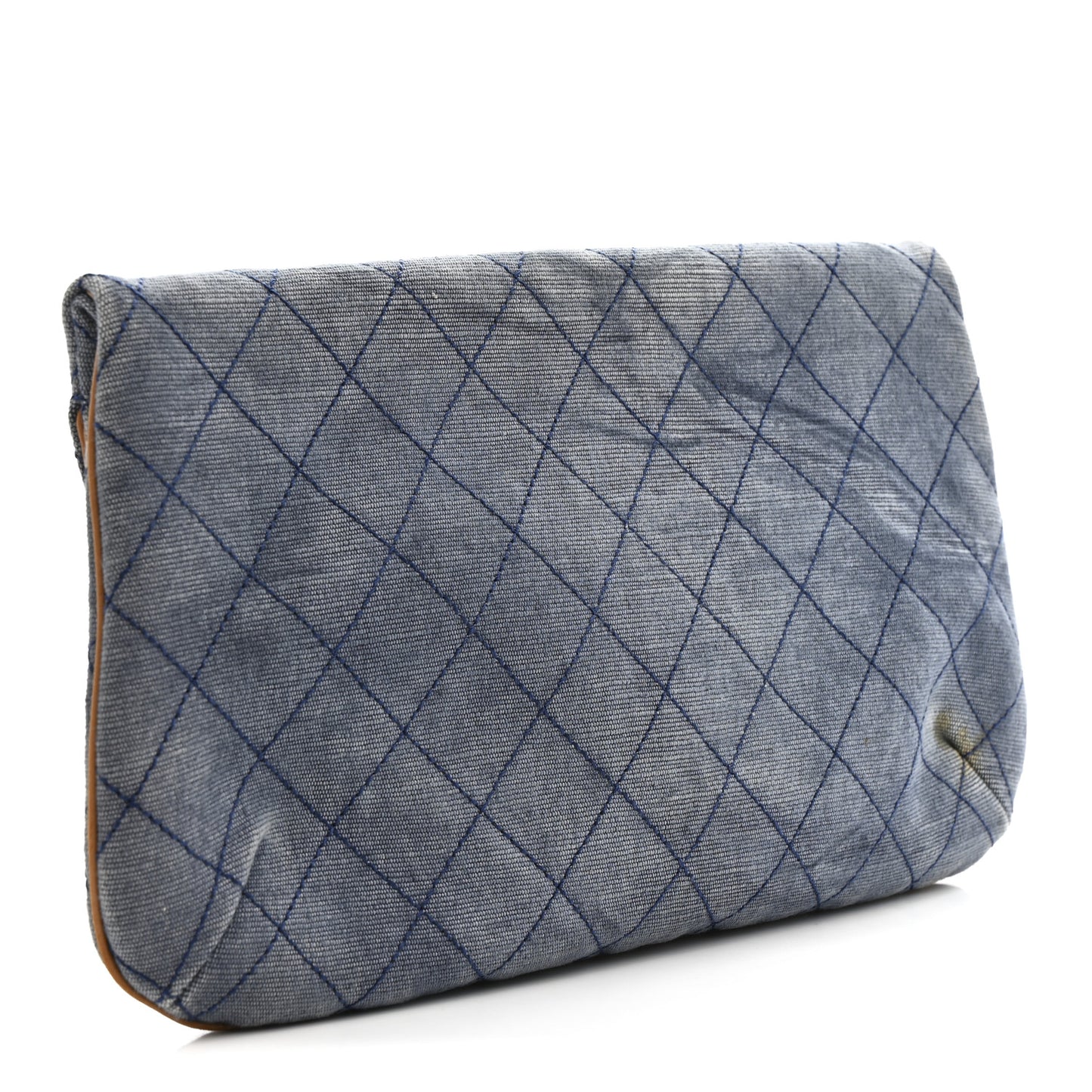 Denim Lambskin Quilted CC Clutch Blue