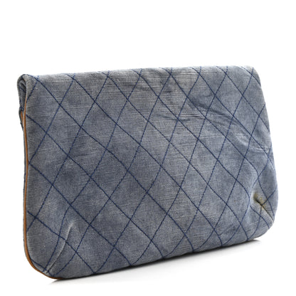 Chanel Denim Lambskin Quilted CC Clutch Blue 3 of 13
