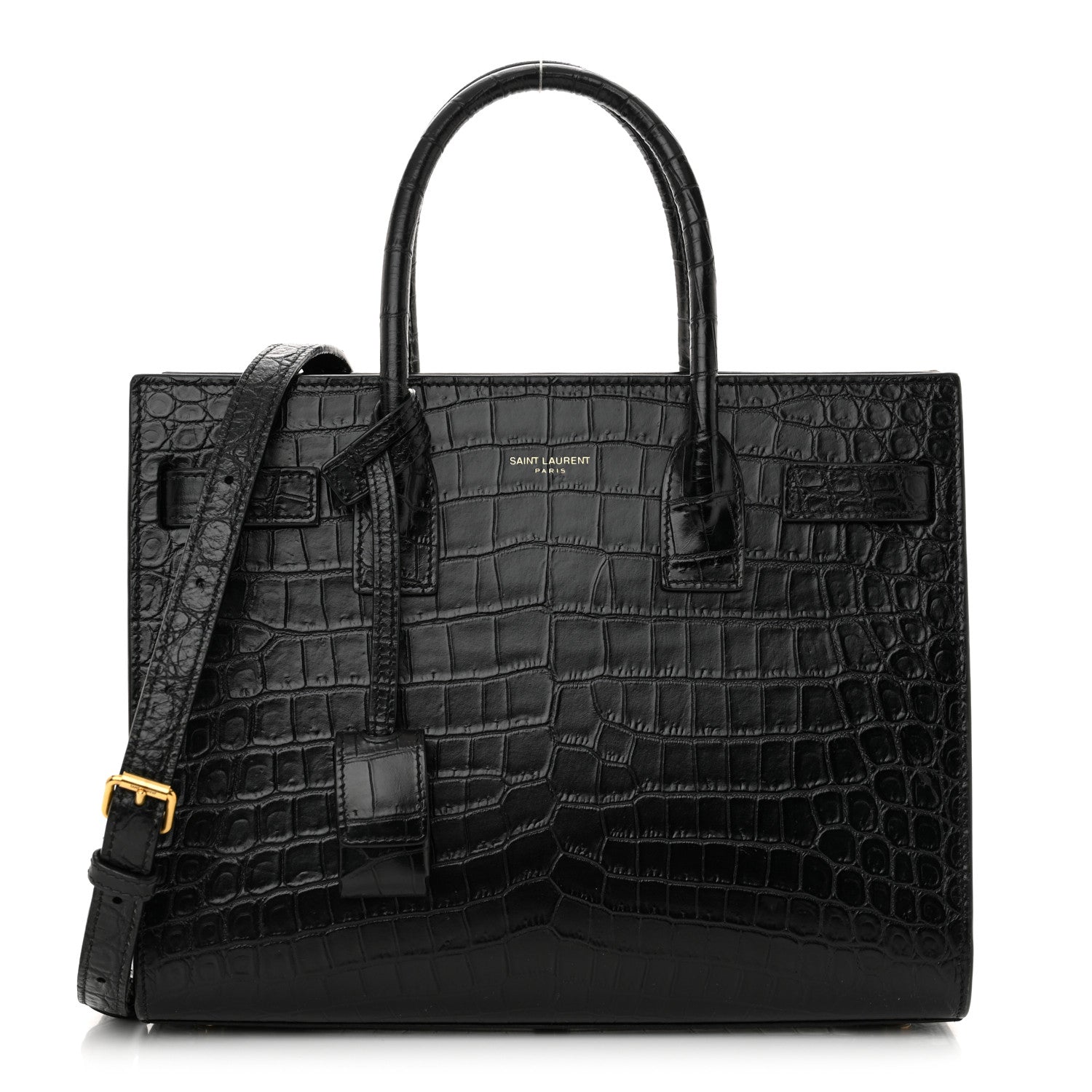 Saint Laurent Calfskin Crocodile Embossed Baby Sac De Jour Black 1 of 14