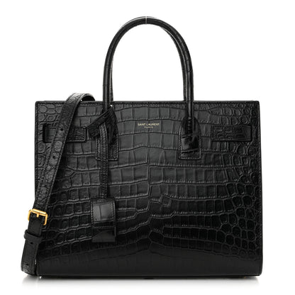 Saint Laurent Calfskin Crocodile Embossed Baby Sac De Jour Black 1 of 14