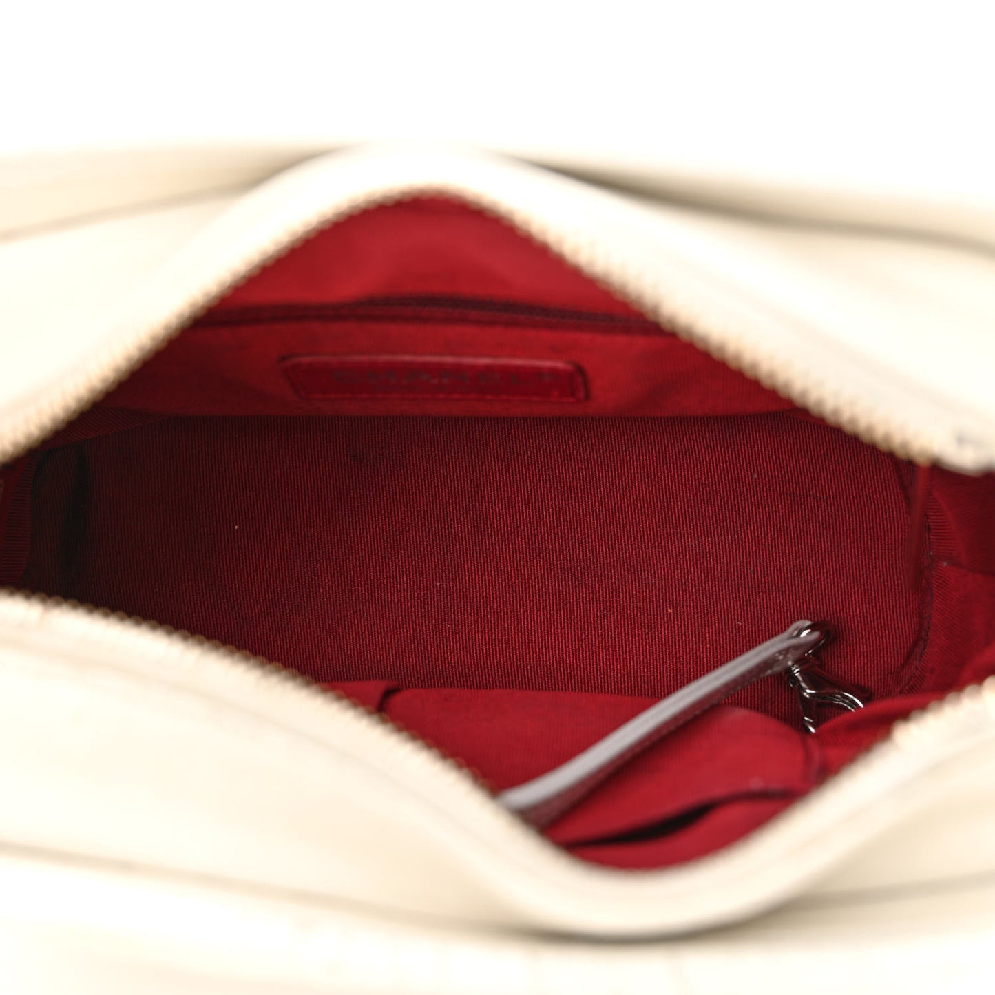 Aged Calfskin Quilted Small Gabrielle Hobo White
