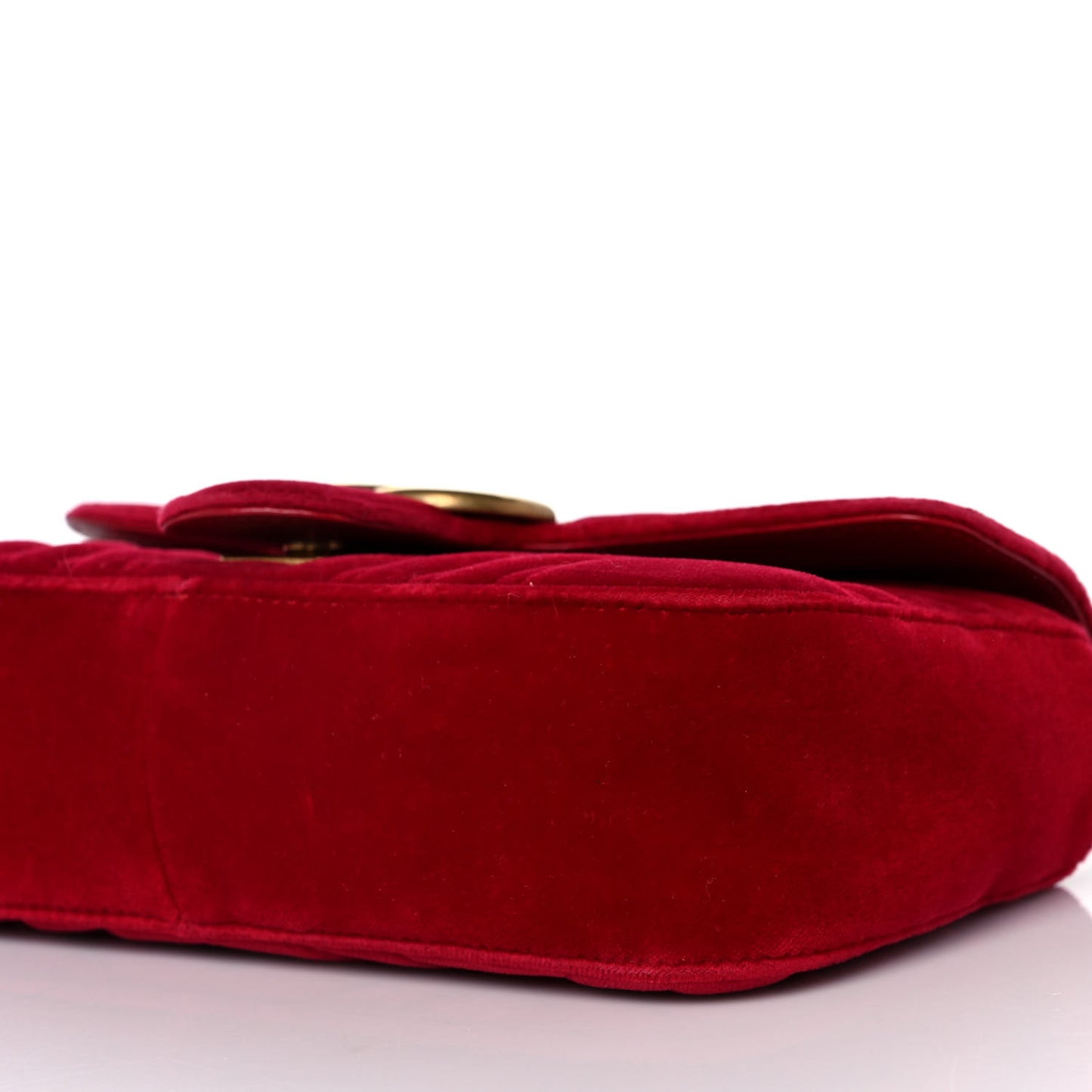 Velvet Matelasse Mini GG Marmont Shoulder Bag Hibiscus Red