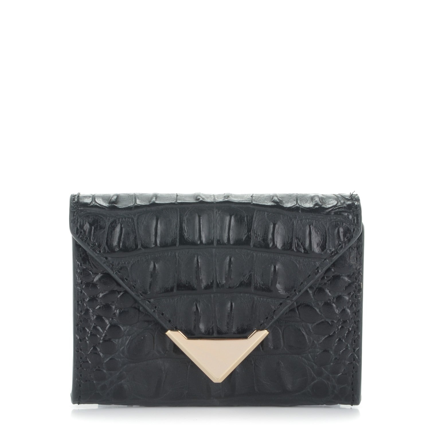 Alexander Wang Alligator Embossed Prisma Envelope Card Holder Black 1 of 7