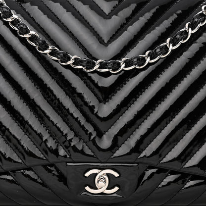 Chanel Patent Chevron Quilted Maxi Single Flap Black 9 of 13