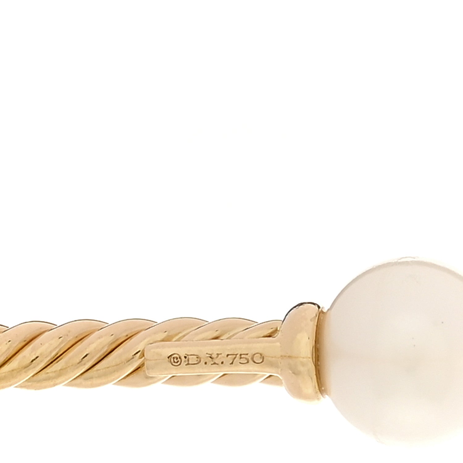 David Yurman 18K Yellow Gold Cultured Pearl 2.6mm Solari Cablespira Bracelet 3 of 4