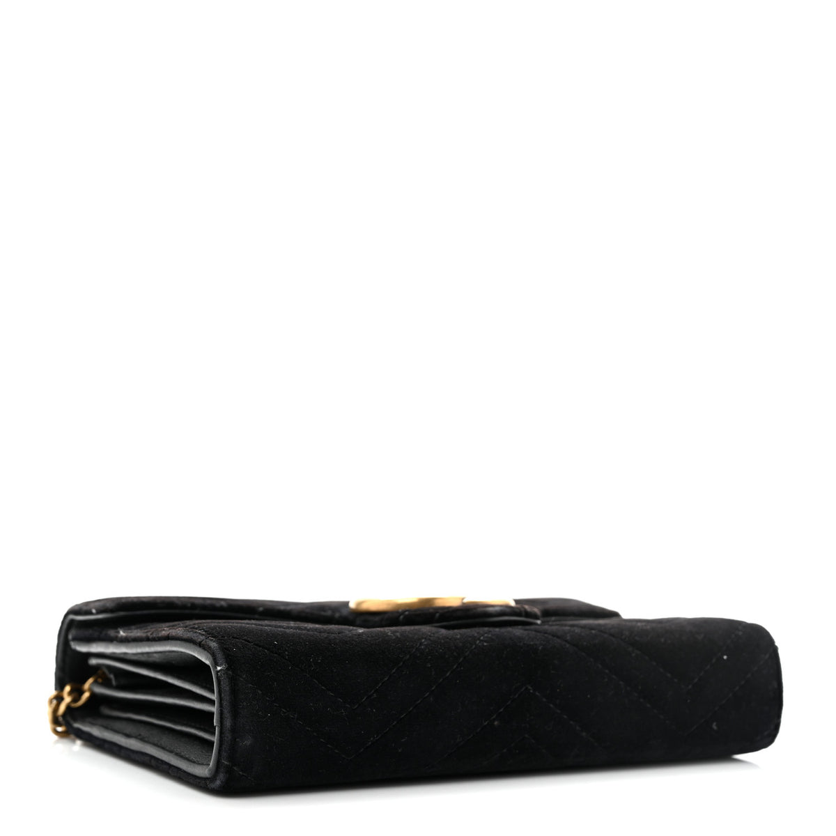 Gucci Velvet Matelasse GG Marmont Chain Wallet Black 3 of 12
