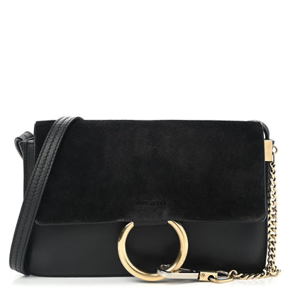 Chloe Suede Calfskin Small Faye Shoulder Bag Black 1 of 14
