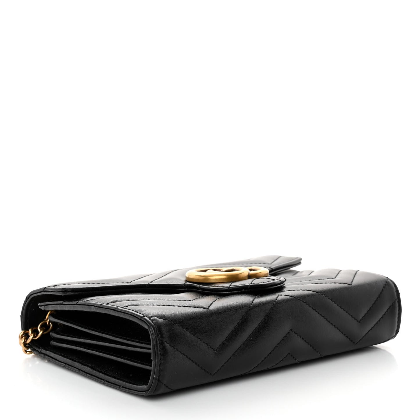 Calfskin Matelasse GG Marmont Chain Wallet Black