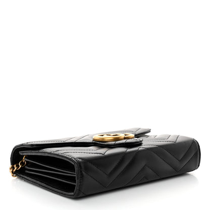 Gucci Calfskin Matelasse GG Marmont Chain Wallet Black 4 of 9