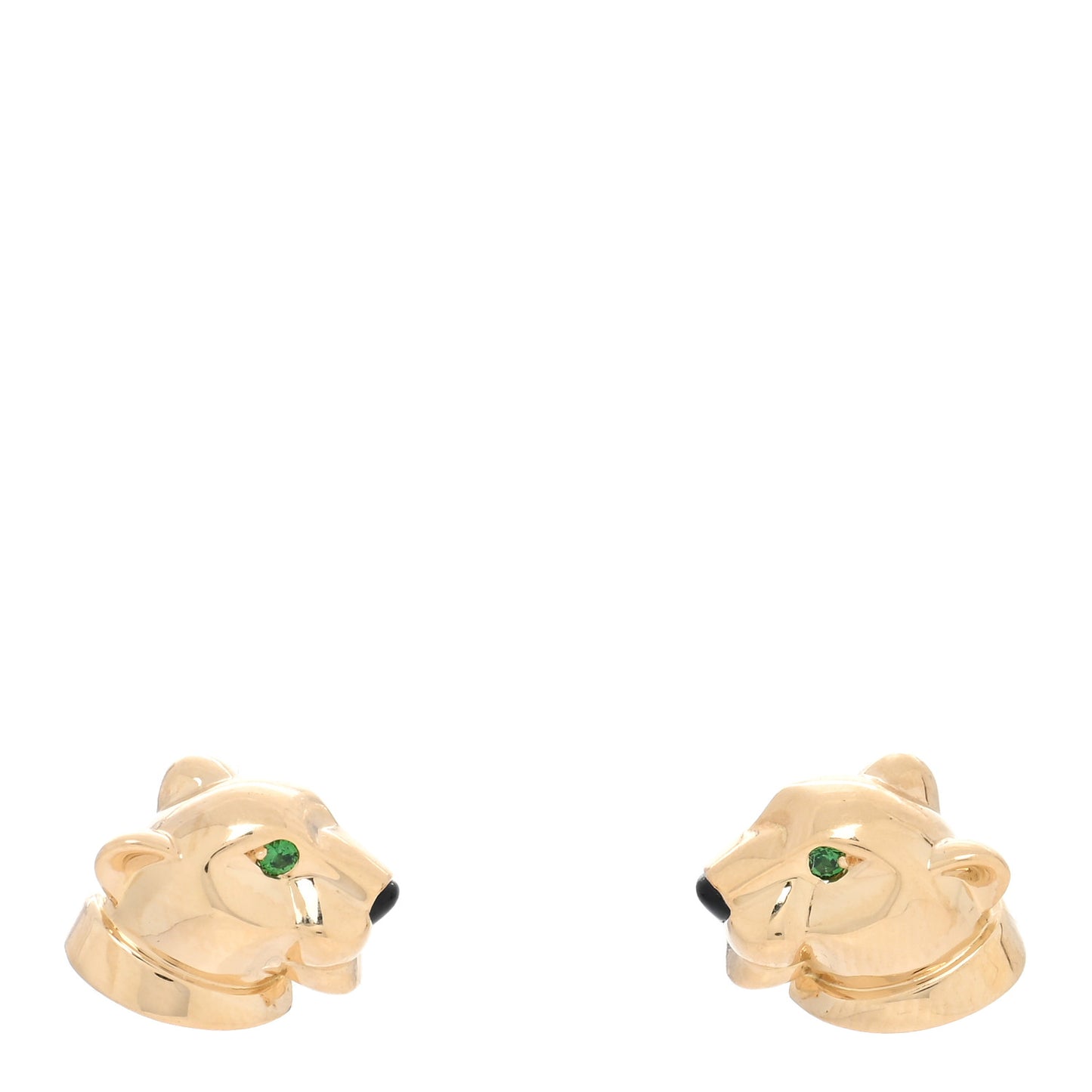 18K Yellow Gold Black Onyx Tsavorite Panthere Earrings