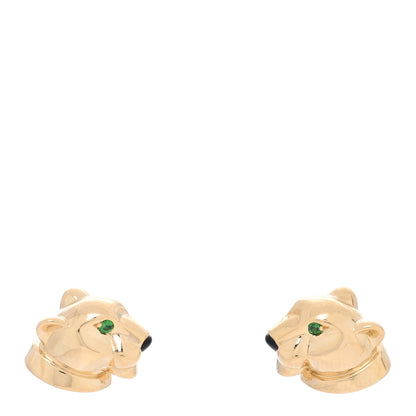Cartier 18K Yellow Gold Black Onyx Tsavorite Panthere Earrings 1 of 5