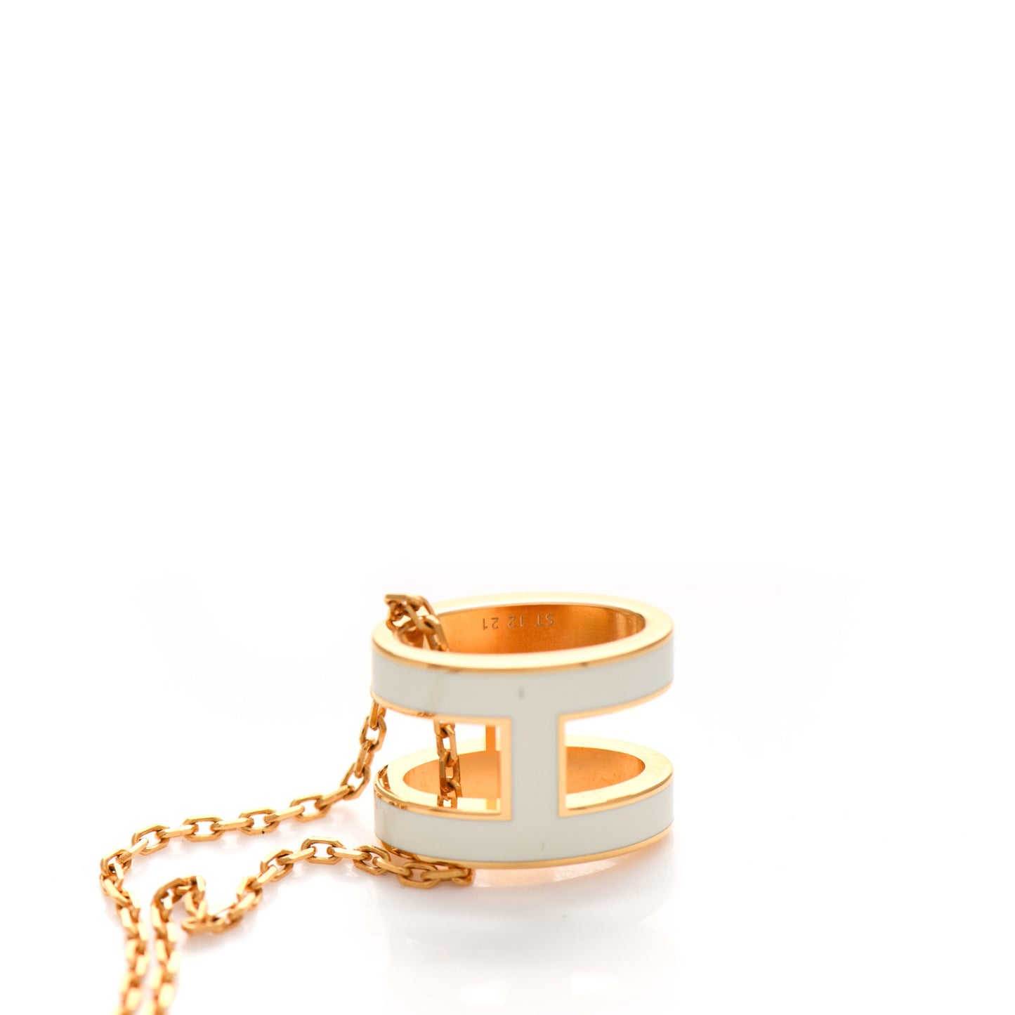 Lacquered Gold Pop H Pendant Necklace White