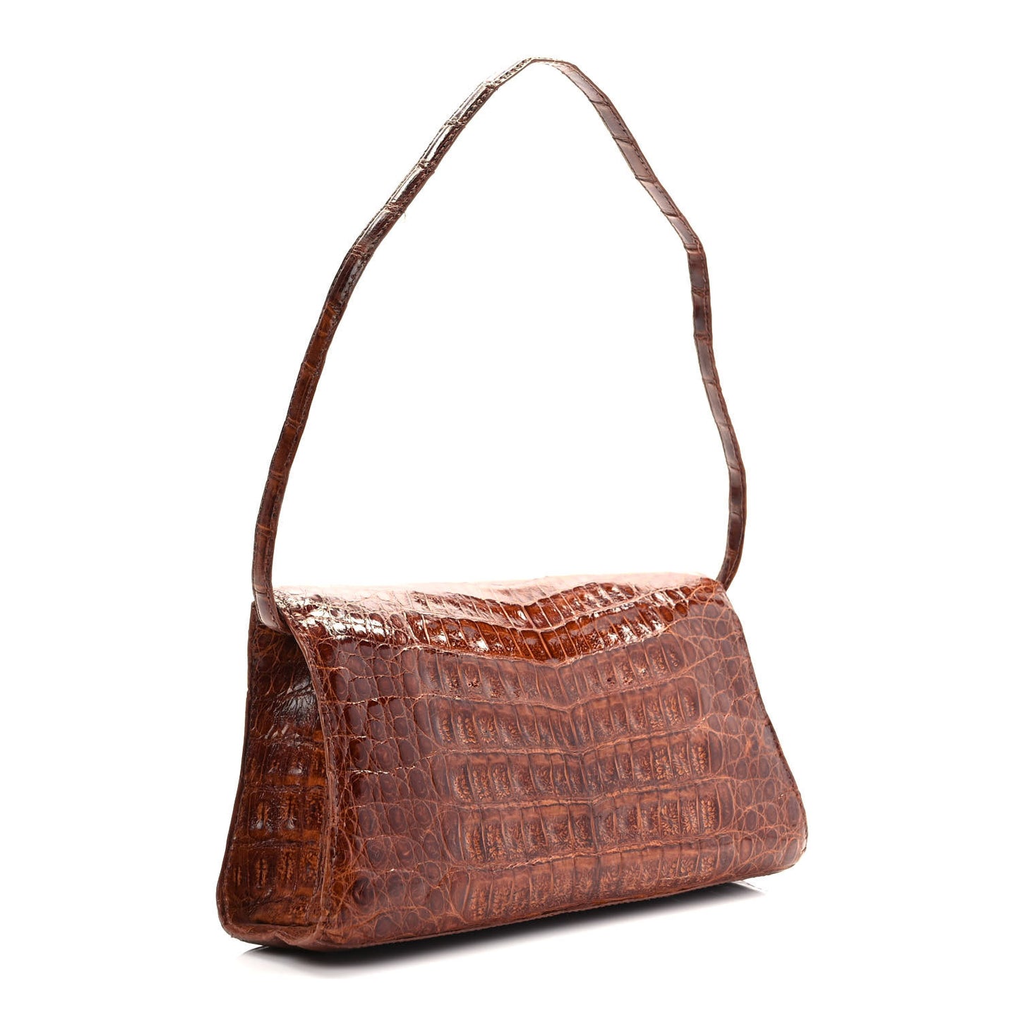 Crocodile Envelope Shoulder Bag Cognac