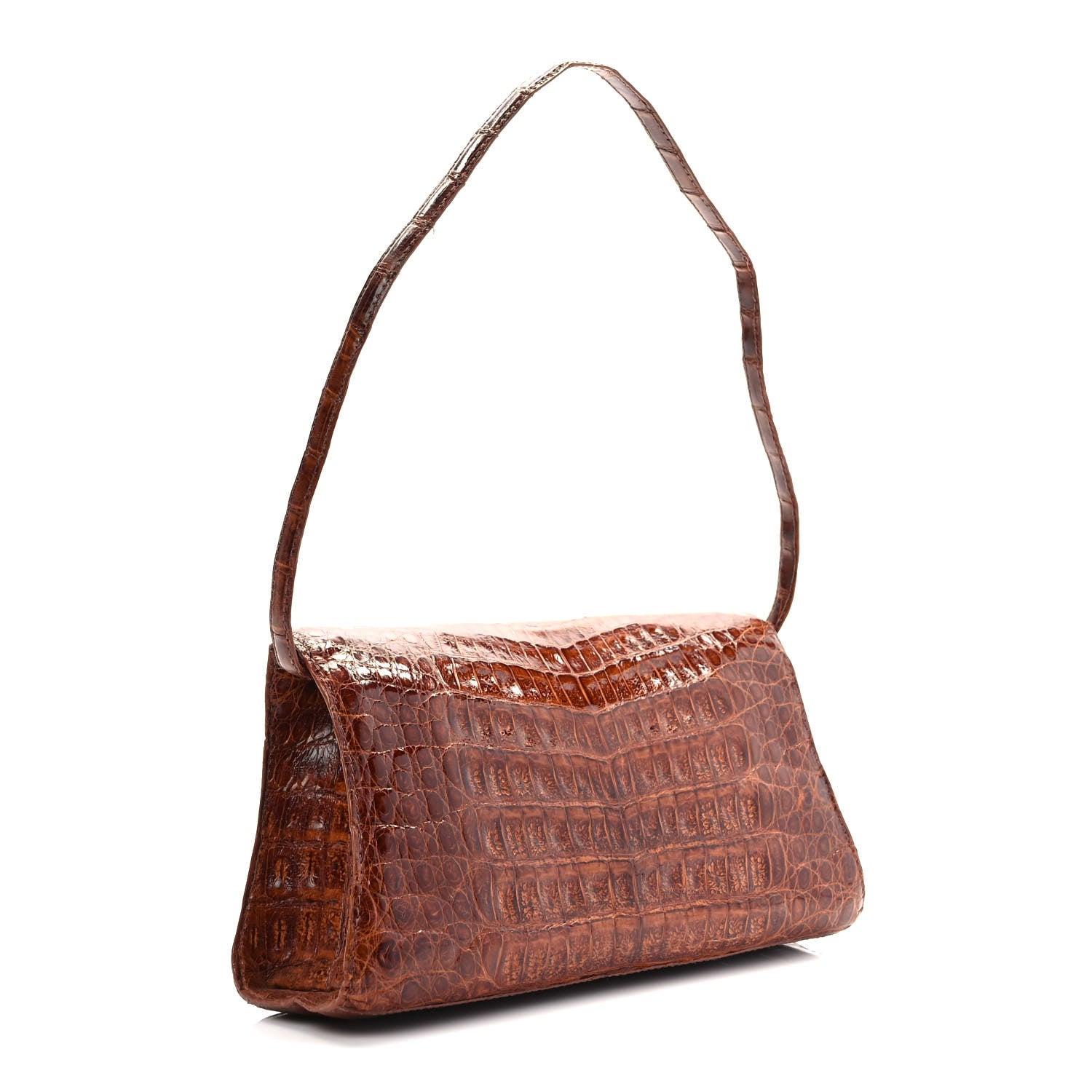 Nancy Gonzalez Crocodile Envelope Shoulder Bag Cognac 2 of 9