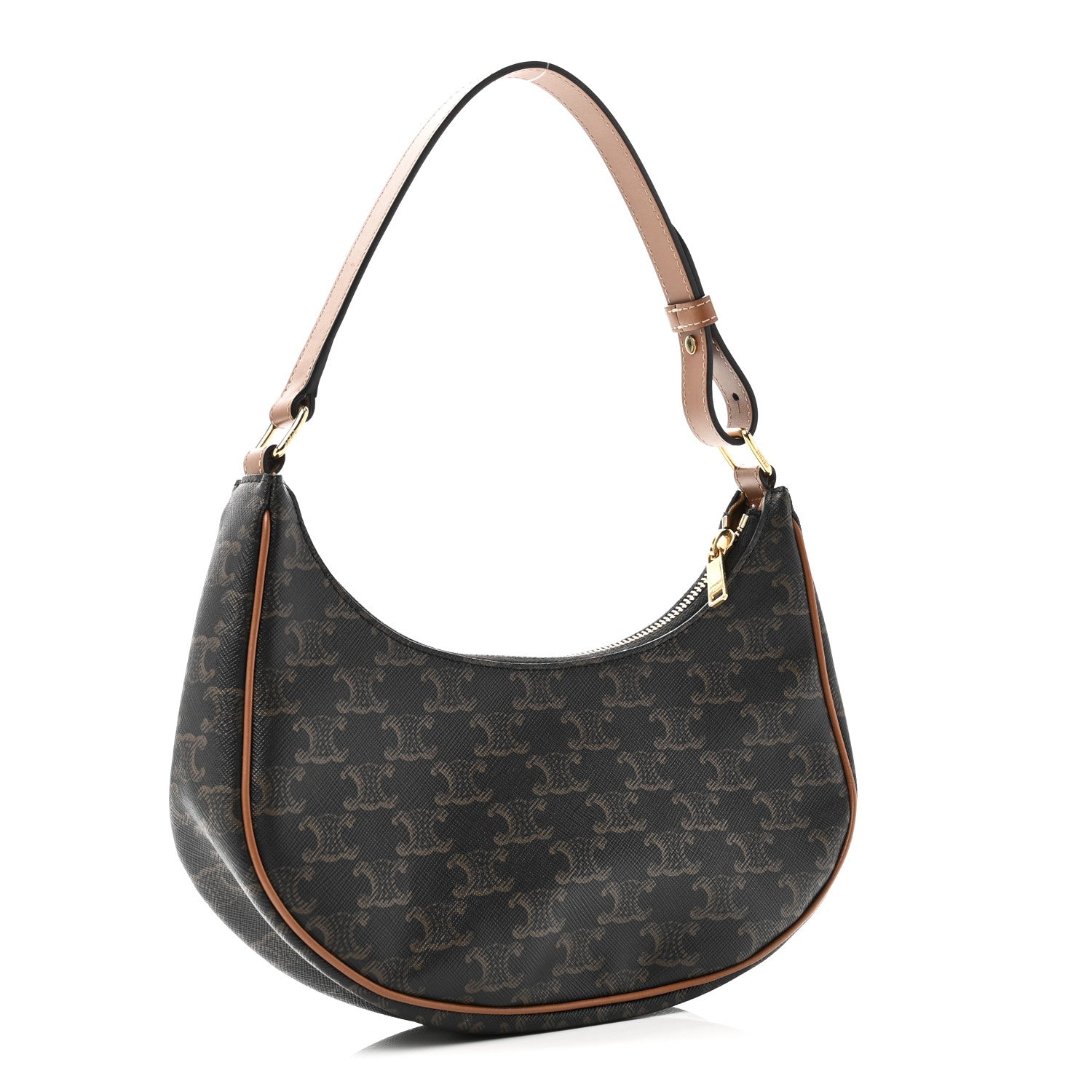 Celine Triomphe Canvas Calfskin Ava Shoulder Bag Tan 3 of 9