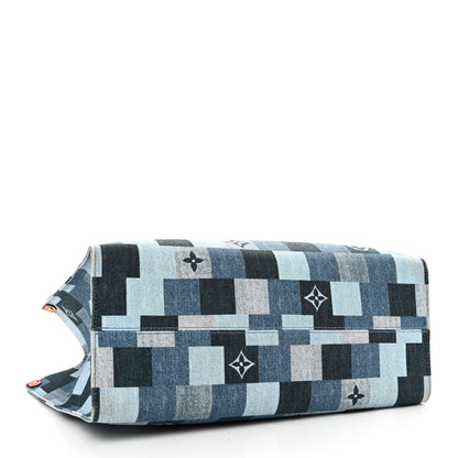 Louis Vuitton Denim Damier Monogram Onthego Blue Rouge 4 of 9