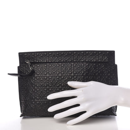 Loewe Calfskin Embossed Medium Repeat T Pouch Black 2 of 10