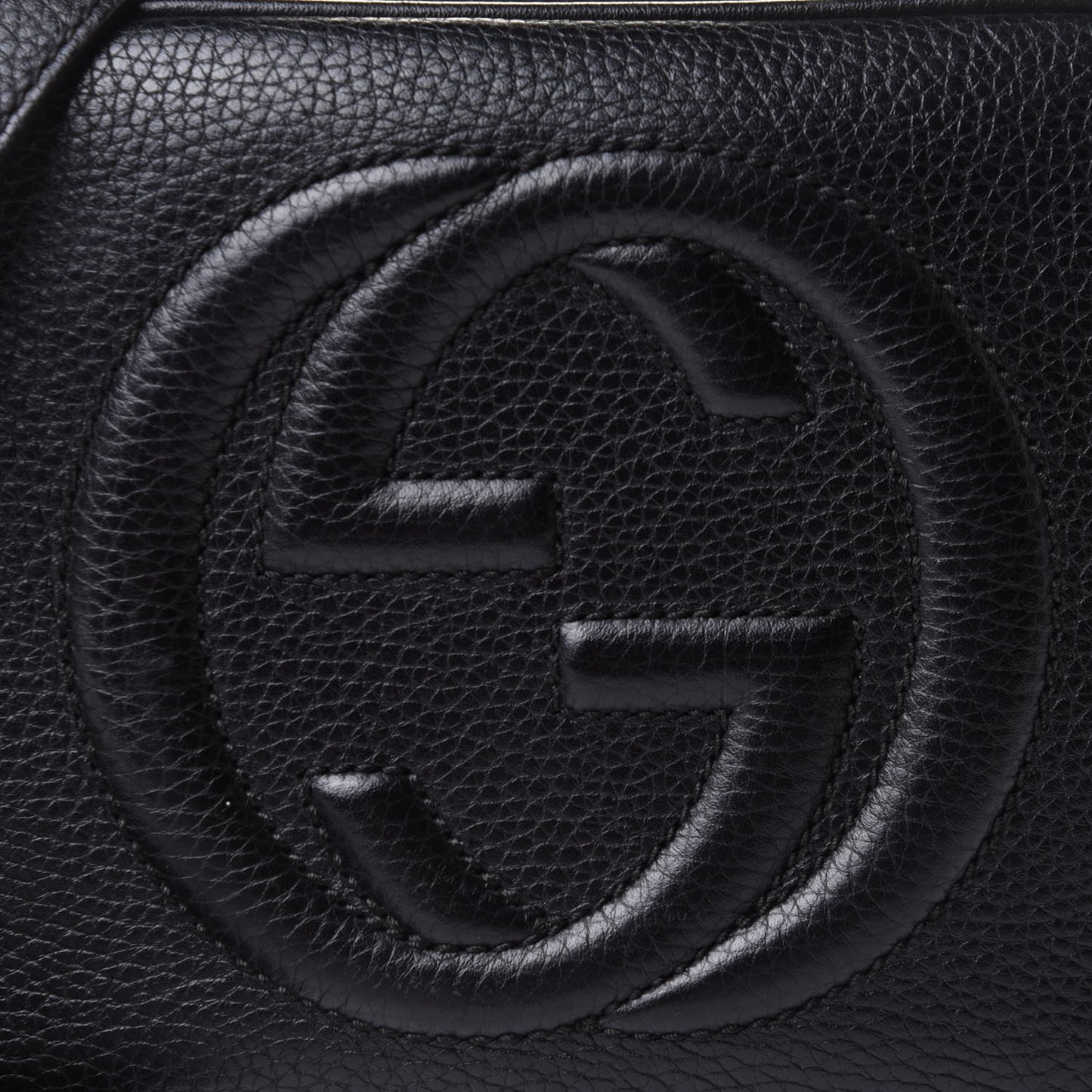 Pebbled Calfskin Small Soho Disco Bag Black