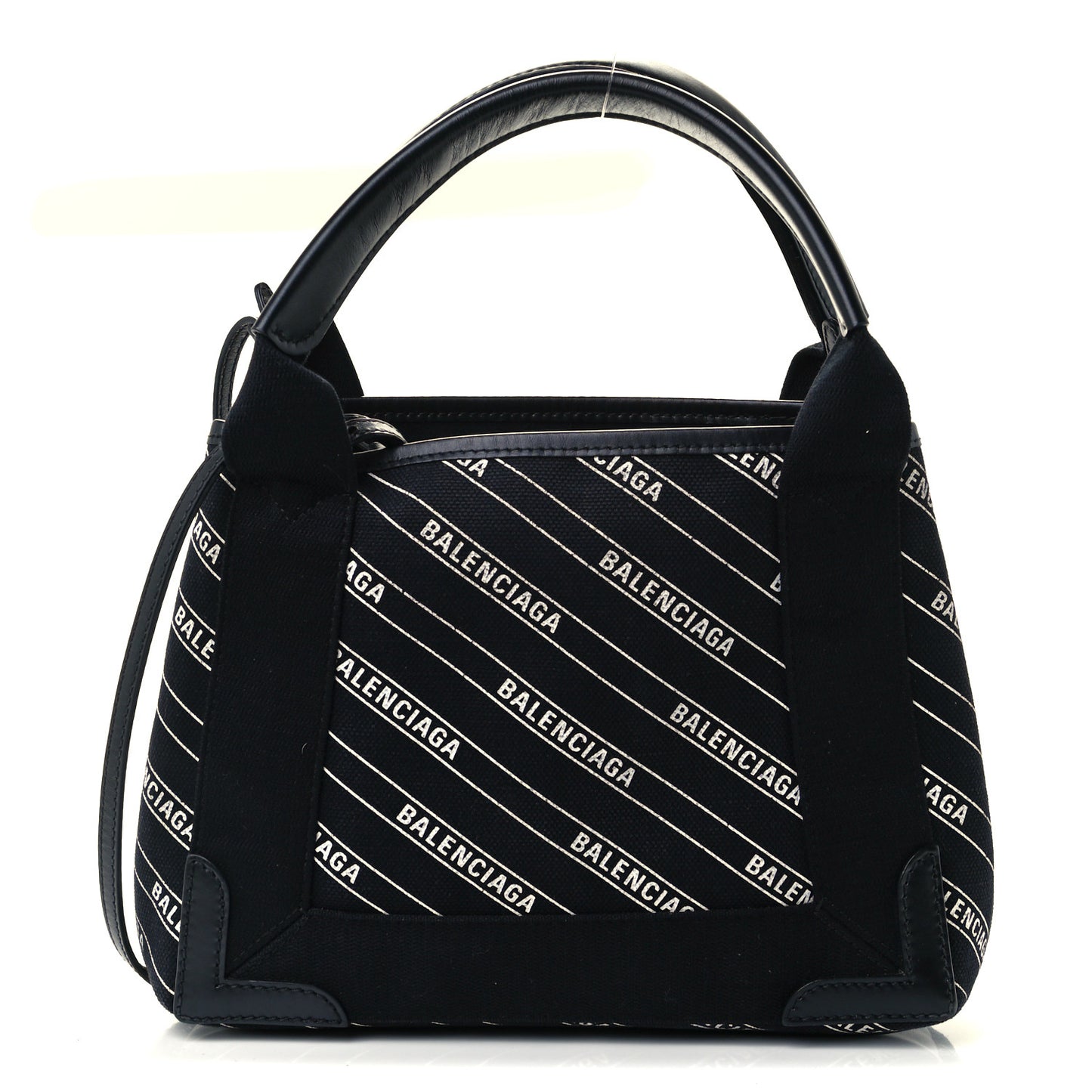 Cotton Canvas Calfskin Logo Print Navy Cabas XS Black White