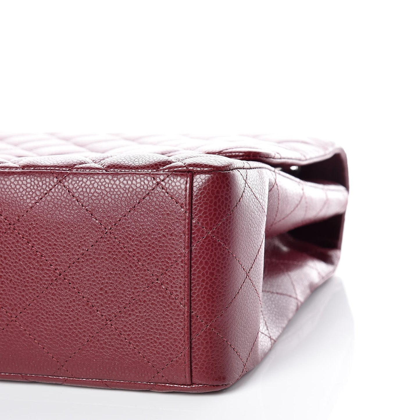 Caviar Quilted Maxi Single Flap Dark Red