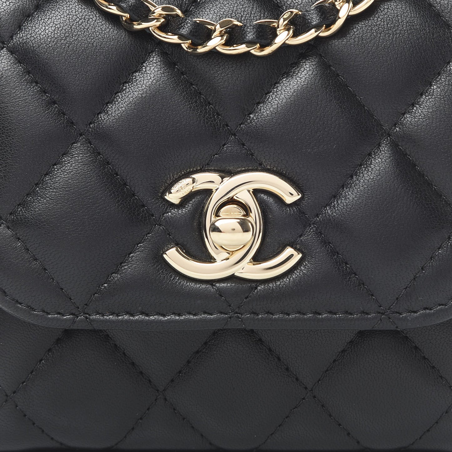 Lambskin Quilted Mini Trendy CC Chain Wallet Black