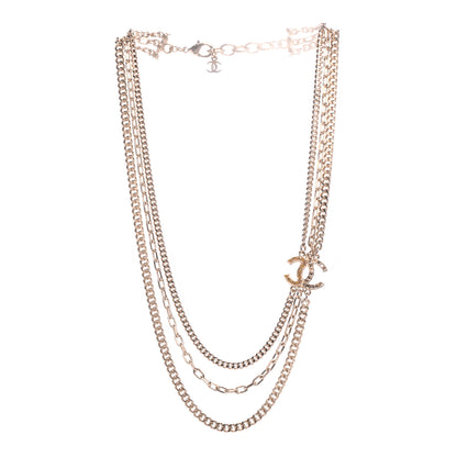 Chanel Baguette Crystal Gripoix Poured Glass CC Multi Strand Chain Necklace Light Gold 3 of 6