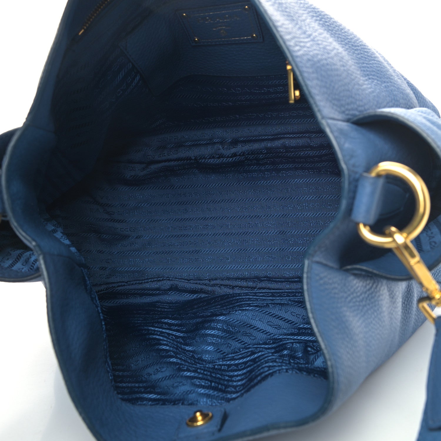Prada Vitello Daino Side Pocket Hobo Azzurro 5 of 9
