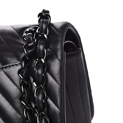 Chanel Lambskin Chevron Quilted Jumbo Double Flap So Black 13 of 18