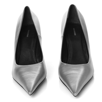 Balenciaga Metallic Nappa Square Knife 80mm Pumps 38.5 Silver 2 of 7