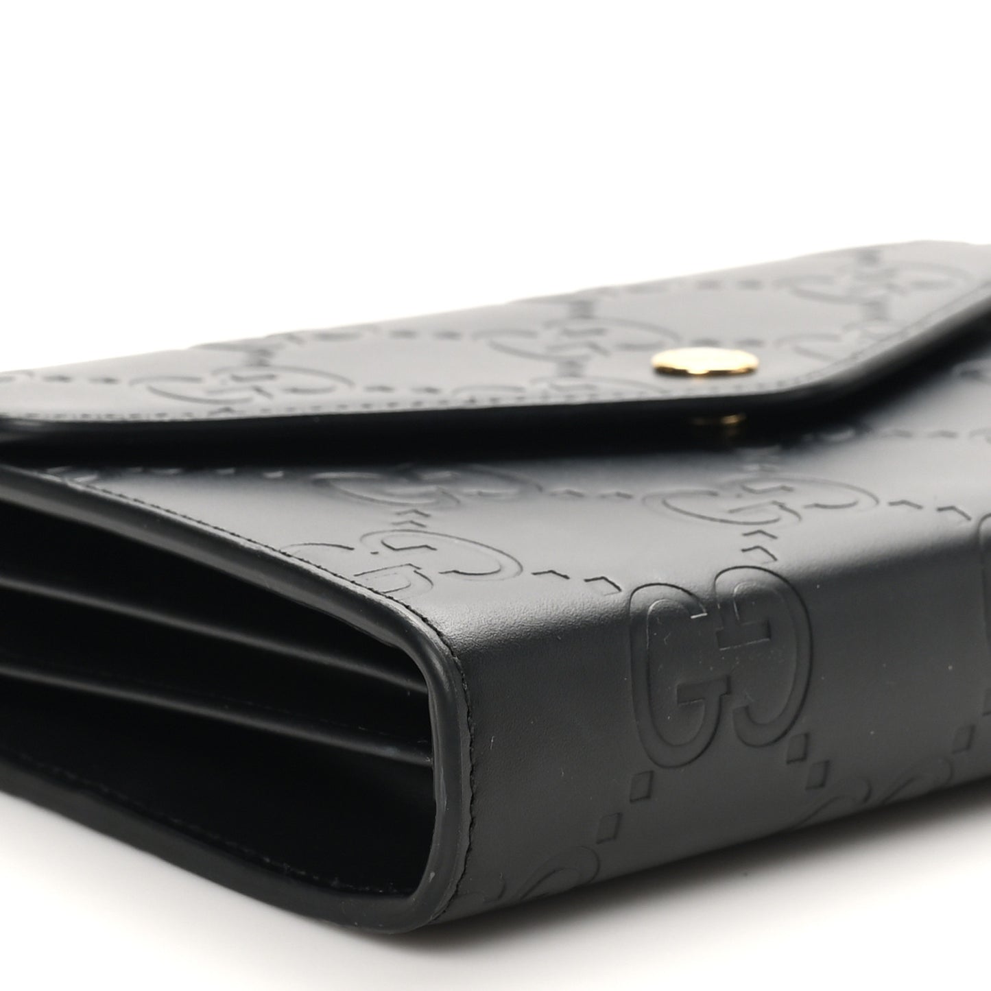 Calfskin GG Debossed Chain Wallet Black