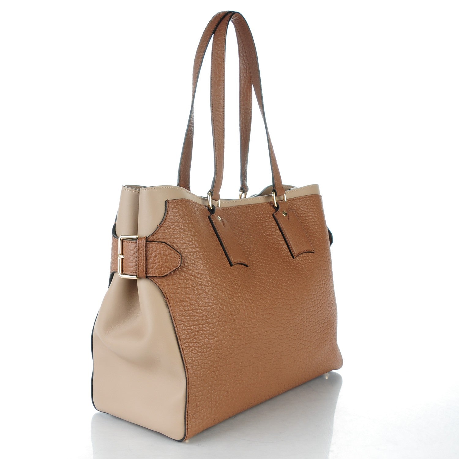 Burberry Heritage Grain Large Clarborough Tote Taupe Brown 3 of 7