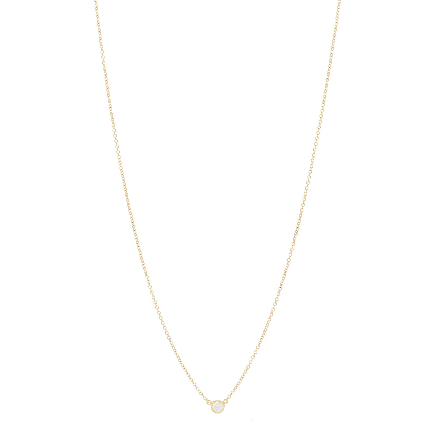 Tiffany 18K Yellow Gold Diamond .17ct Elsa Peretti Diamonds by the Yard Pendant Necklace 1 of 5