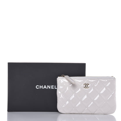 Chanel Patent Quilted Small Cosmetic Case White 8 of 8