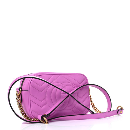 Gucci Calfskin Matelasse Mini GG Marmont Chain Shoulder Bag Candy Mousse 3 of 10