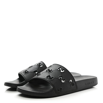 Gucci Rubber GG Monogram Perforated Womens Slide Sandals 40 Black 3 of 7