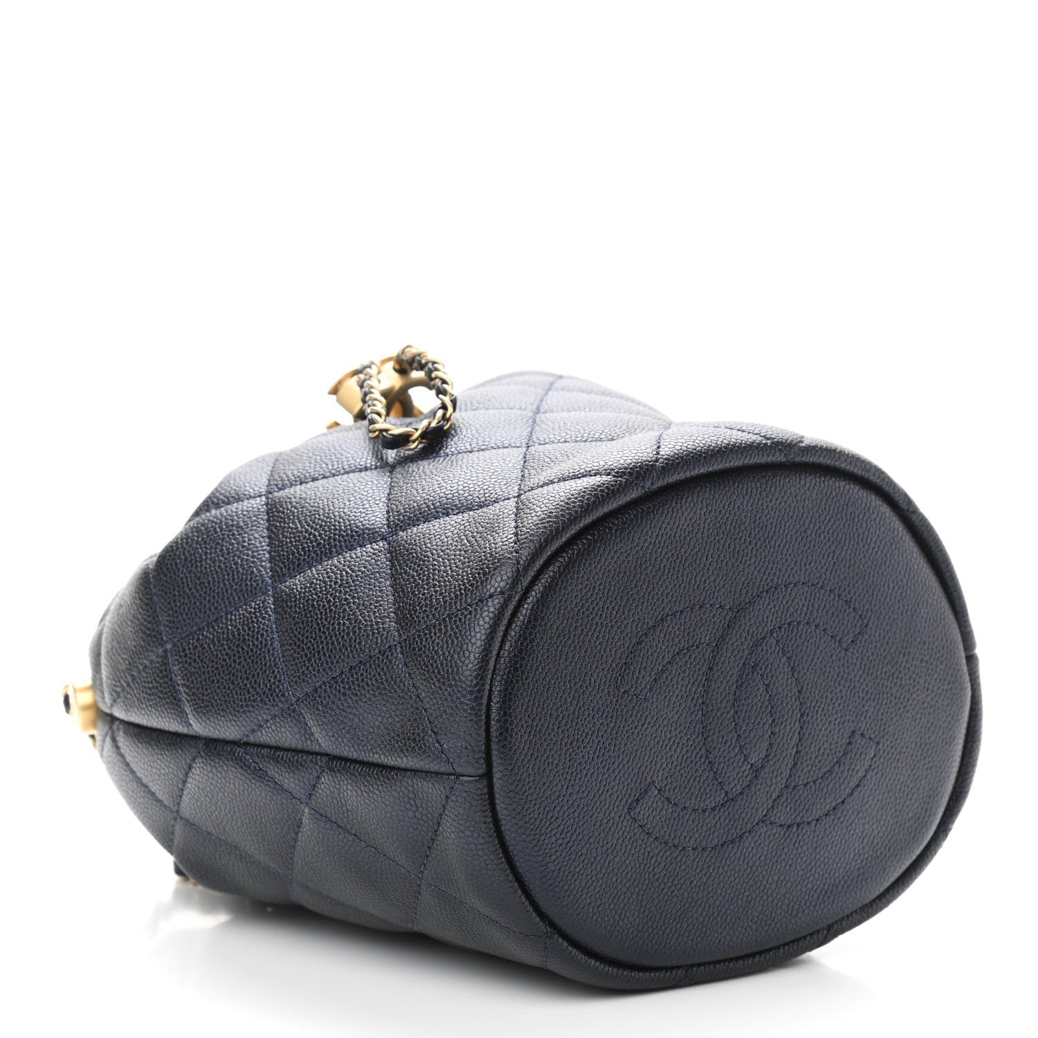 Chanel Iridescent Caviar Quilted My Perfect CC Bucket Drawstring Bag Blue 4 of 11